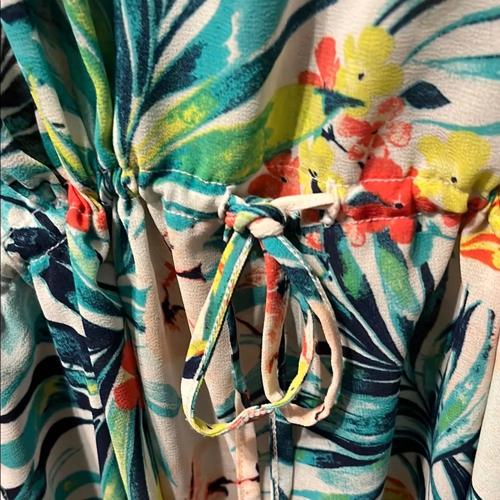 Merona Tropical Floral Swim Coverup - Teal and Yellow - Image 5