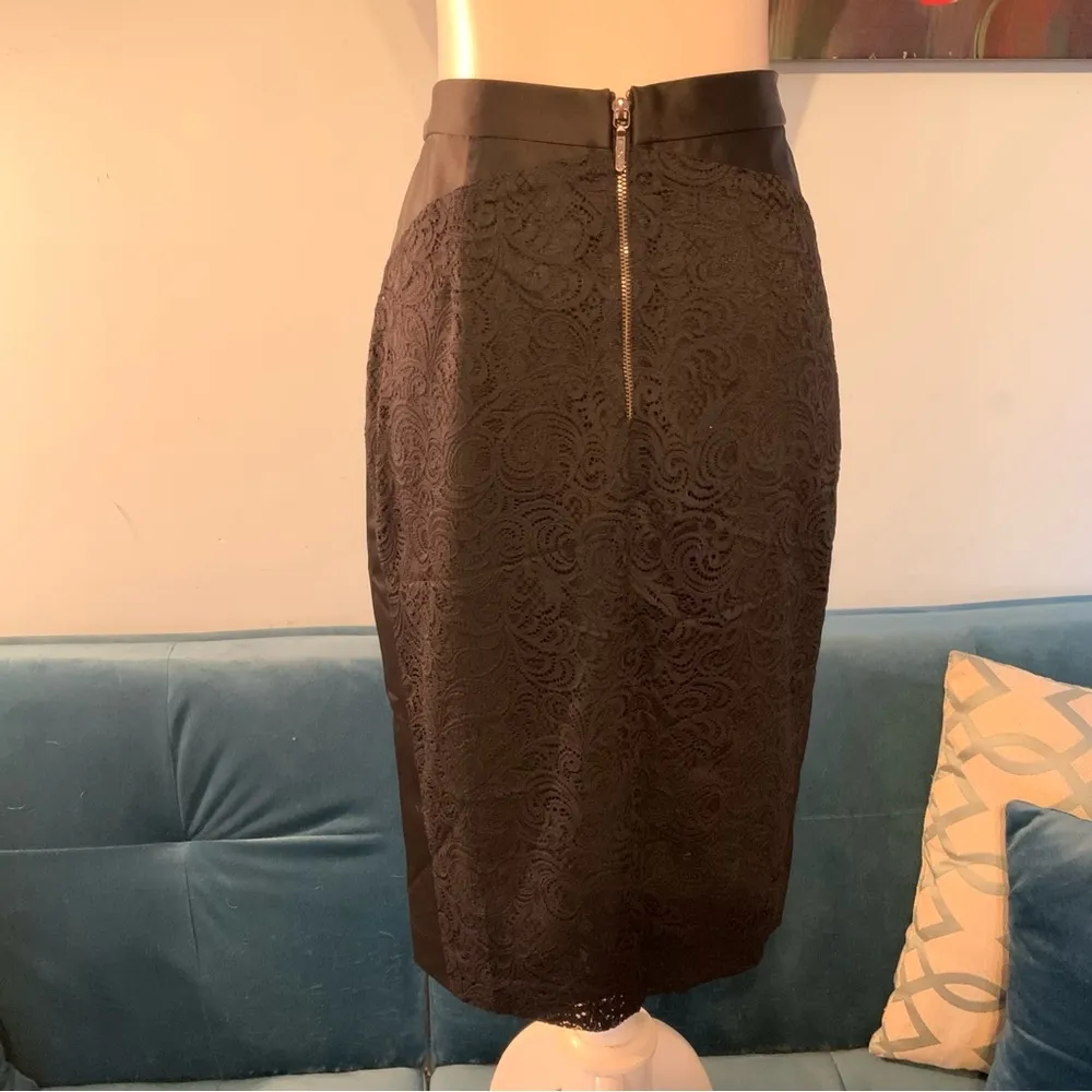Nicole Miller Artelier Venice Lace Pencil Skirt Black Size 8 - Image 3