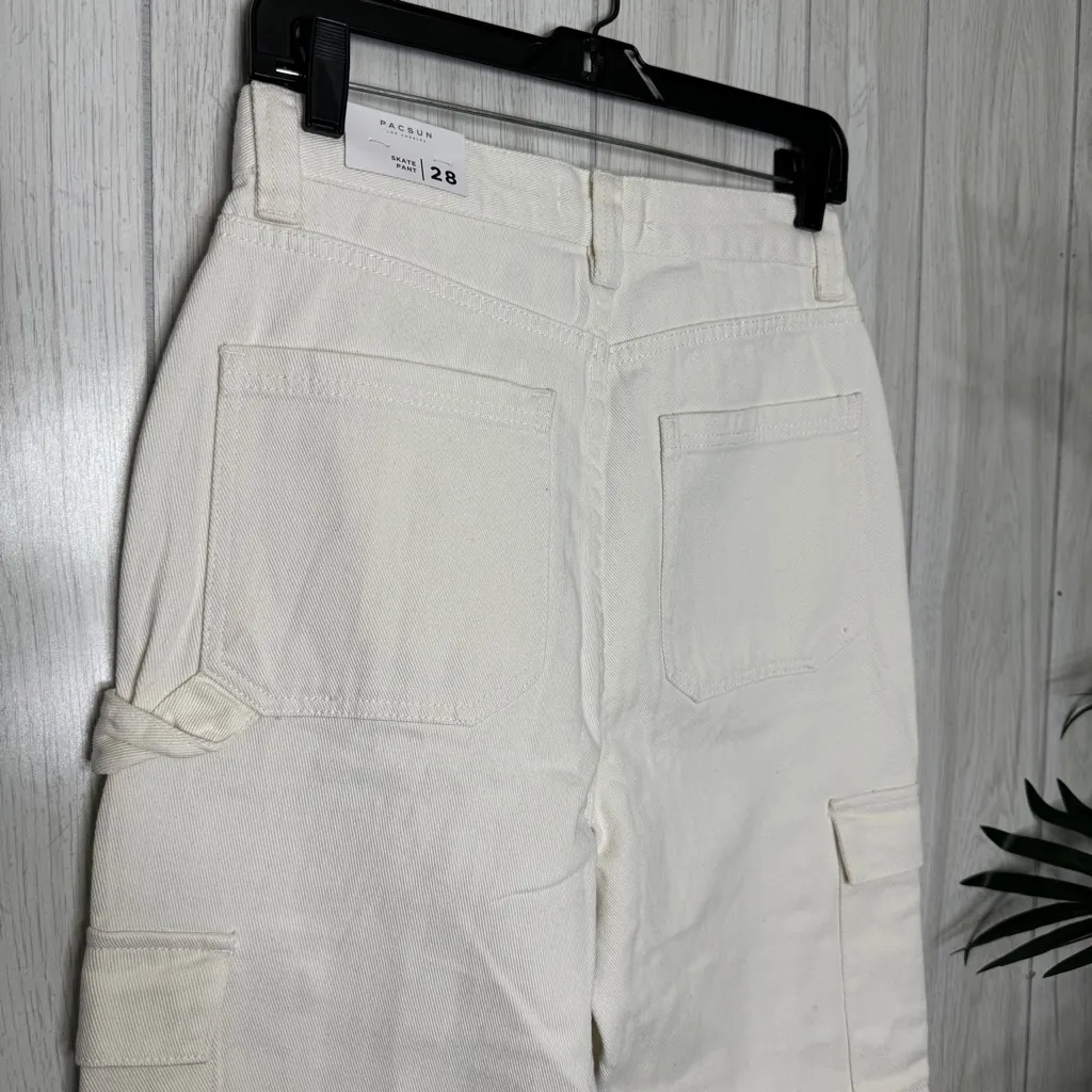 NWT PacSun Off White Cargo Skate Pants Carpenter Loose Fit size 28 NEW - Image 5