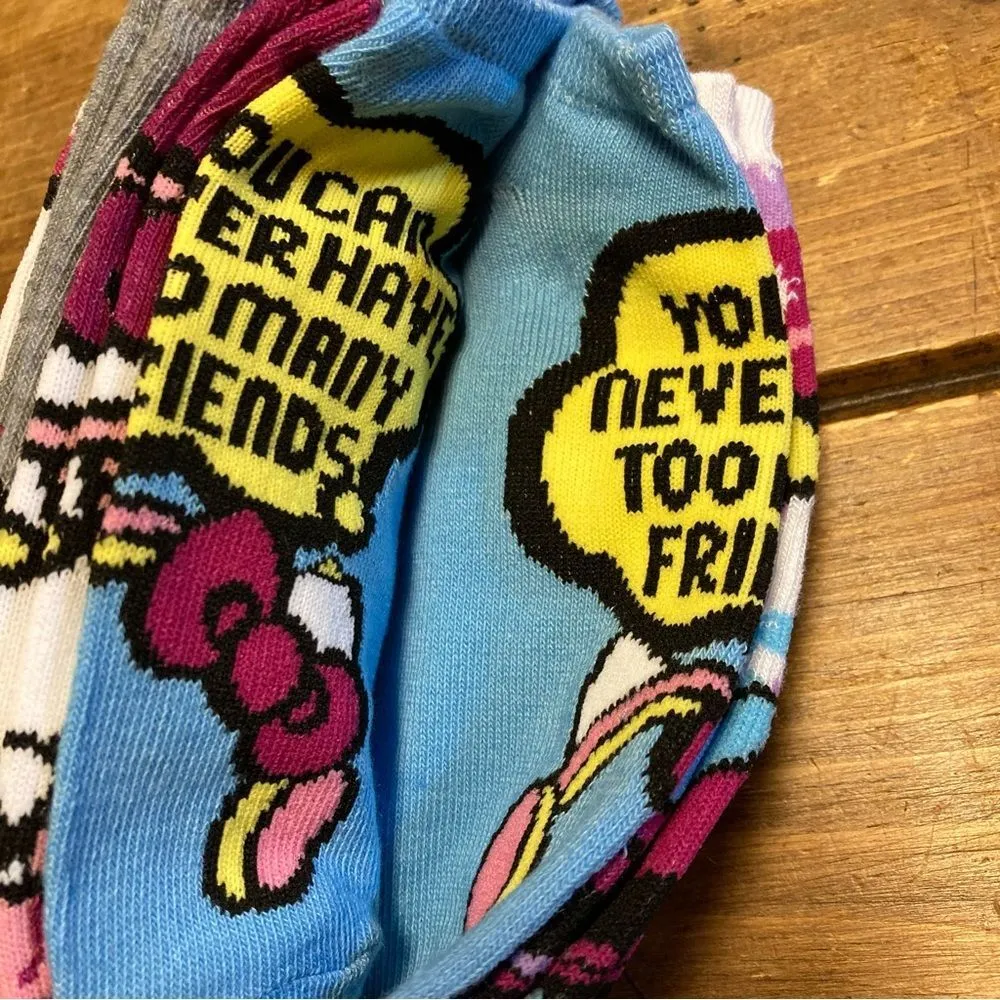 Hello Kitty 5 Pairs No Show Socks Retro Artsy Rainbow Kawaii NWT - Image 6
