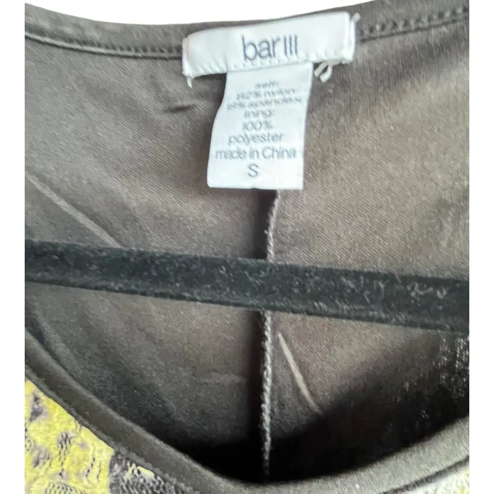 BAR III Sleeveless Mesh Lace DRESS Women's Small Black Yellow Pink Gray Lined - Image 8