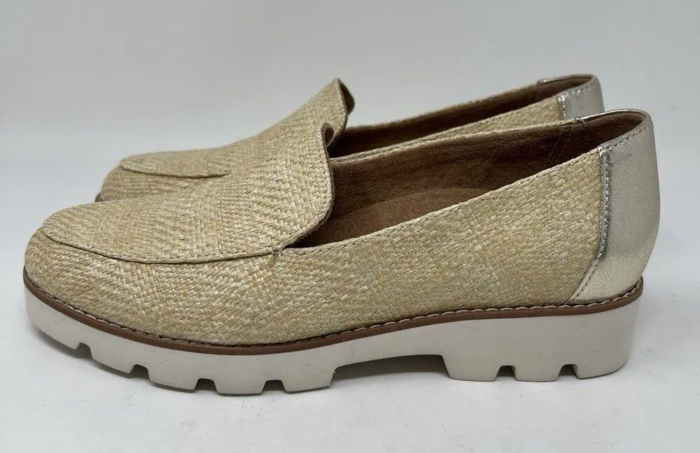 Vionic Kensley Slip On Natural Woven Raffia Loafers Metallic Trim Women’s Size 7 - Image 4