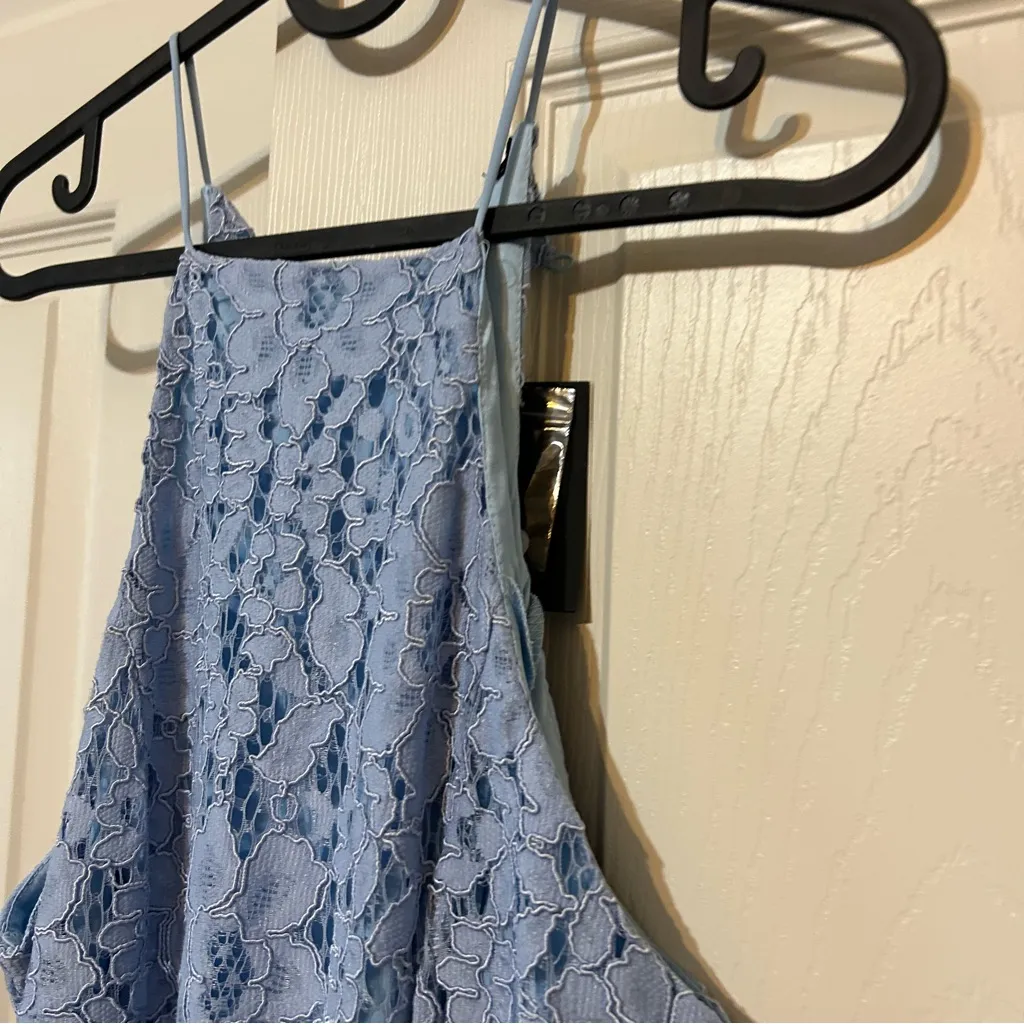 NBD x Revolve Bria Halter Light Blue Lace Dress - Image 5