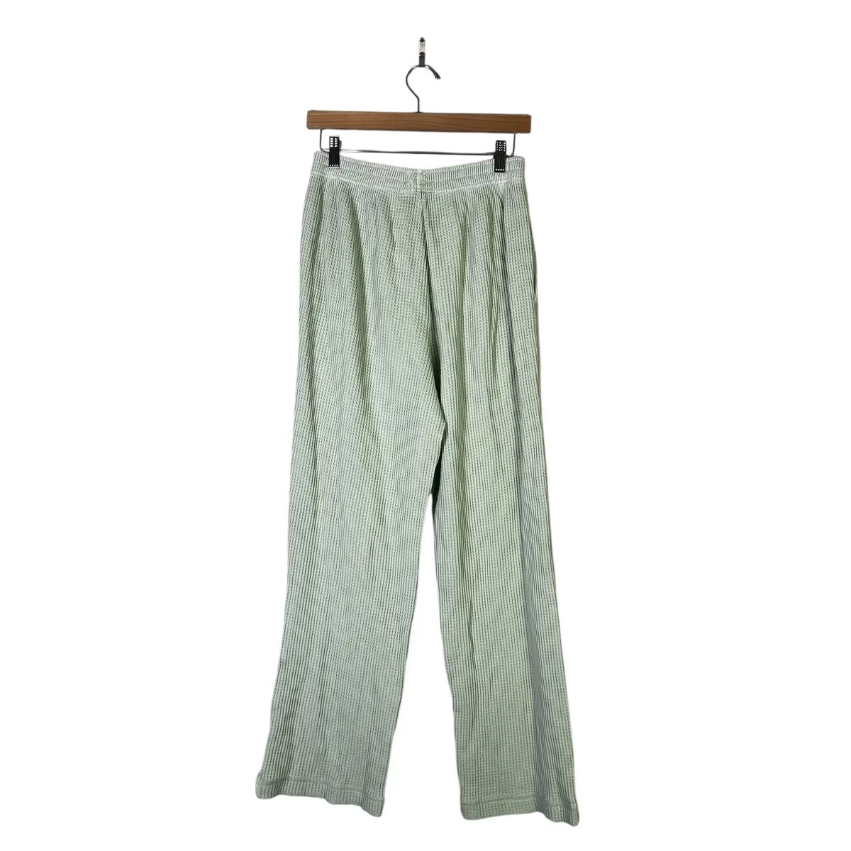 Aerie Waffle Knit Wide Leg Sweatpants Womens M Green Cozy Cool Girl Lounge - Image 2