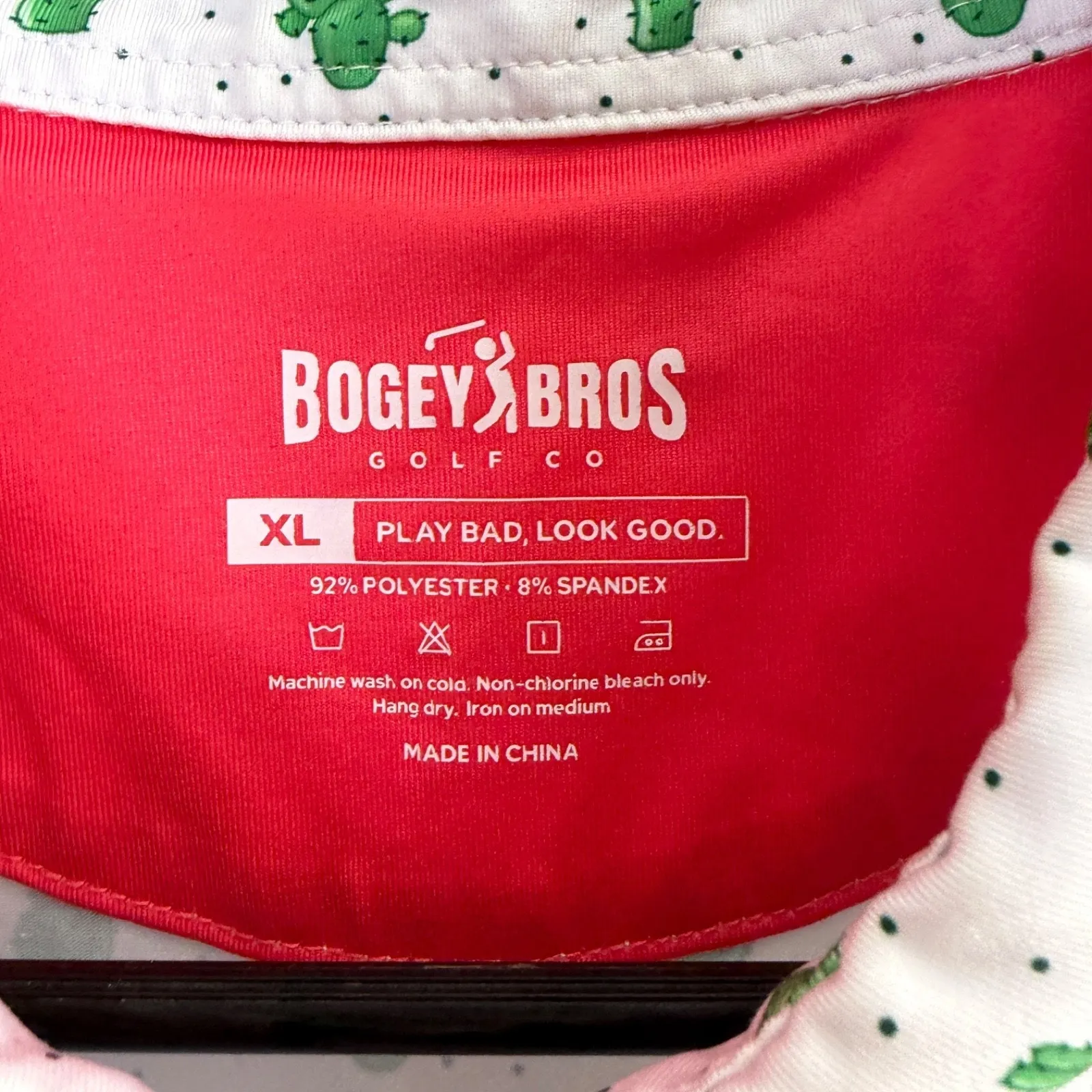 Bogey Goys Golf Top Womens XL White Green Cacti Cactus Novelty Sleeveless - Image 5