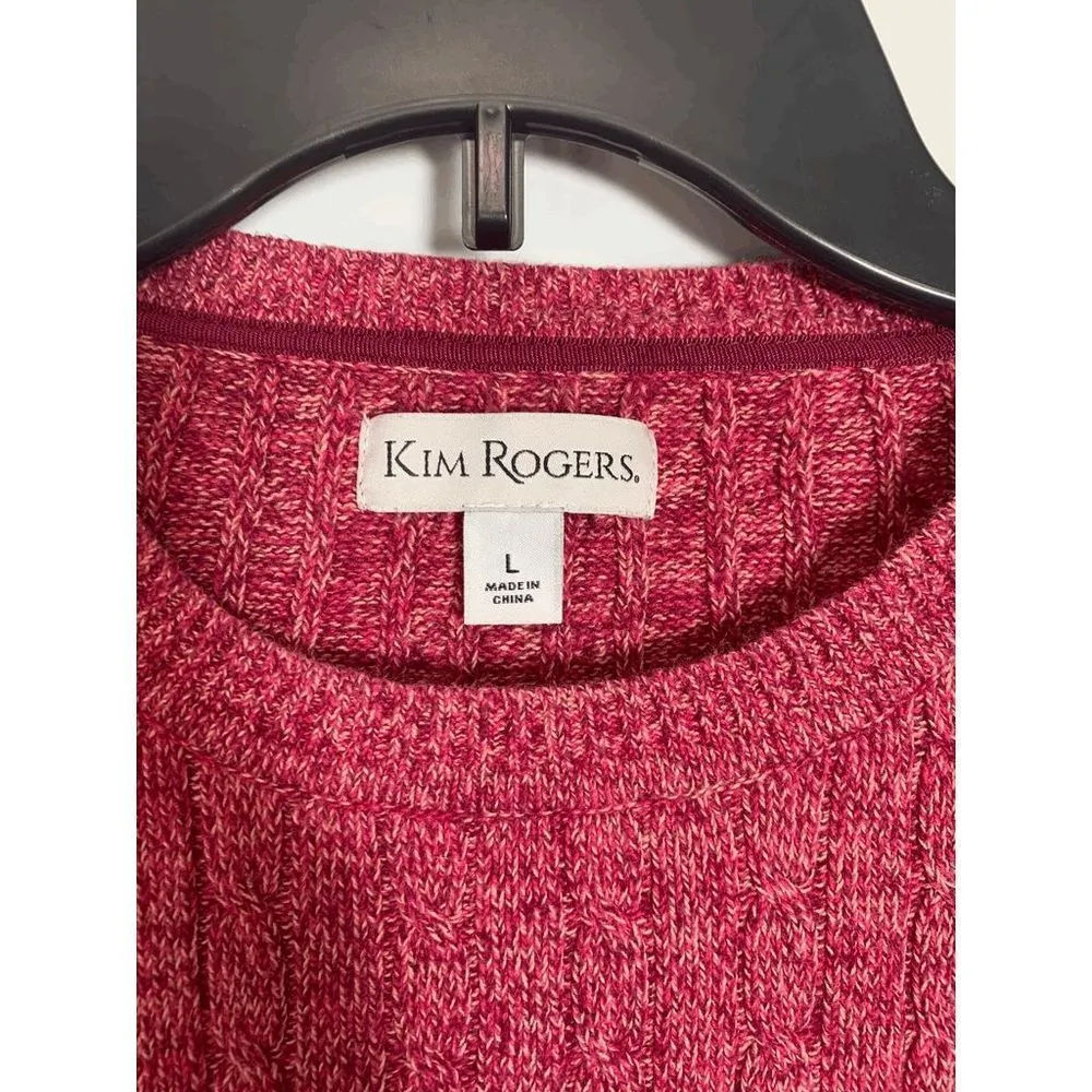 Kim Rogers Cable Knit 100% Marbled Cotton Sweater - Image 3