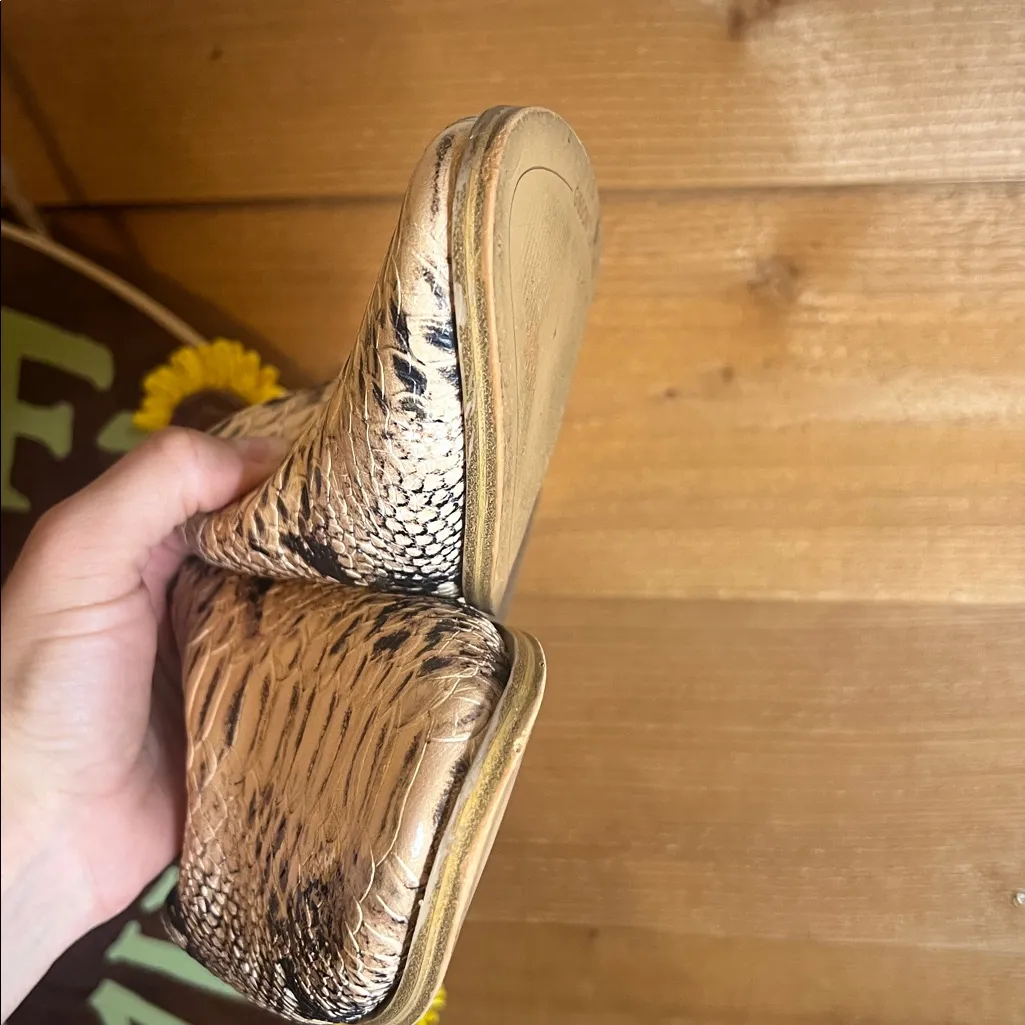 Gibson Latimer Goat Leather Joury Snake Print Block Heel Mules Slip On 9.5 - Image 9