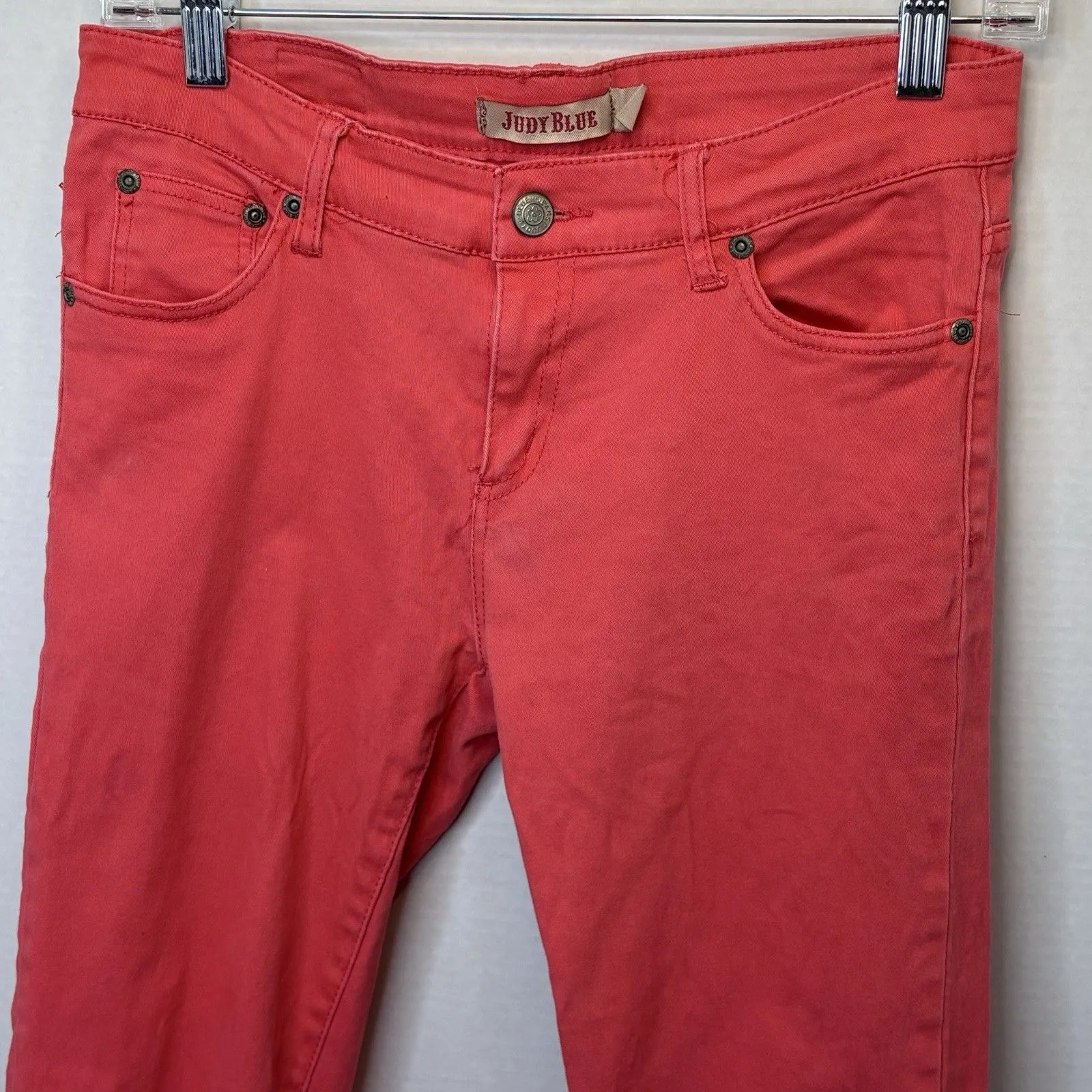 Judy Blue Jeans Womens Size 7  28x30 Pink Low Rise Straight Stretch Denim Preppy - Image 2