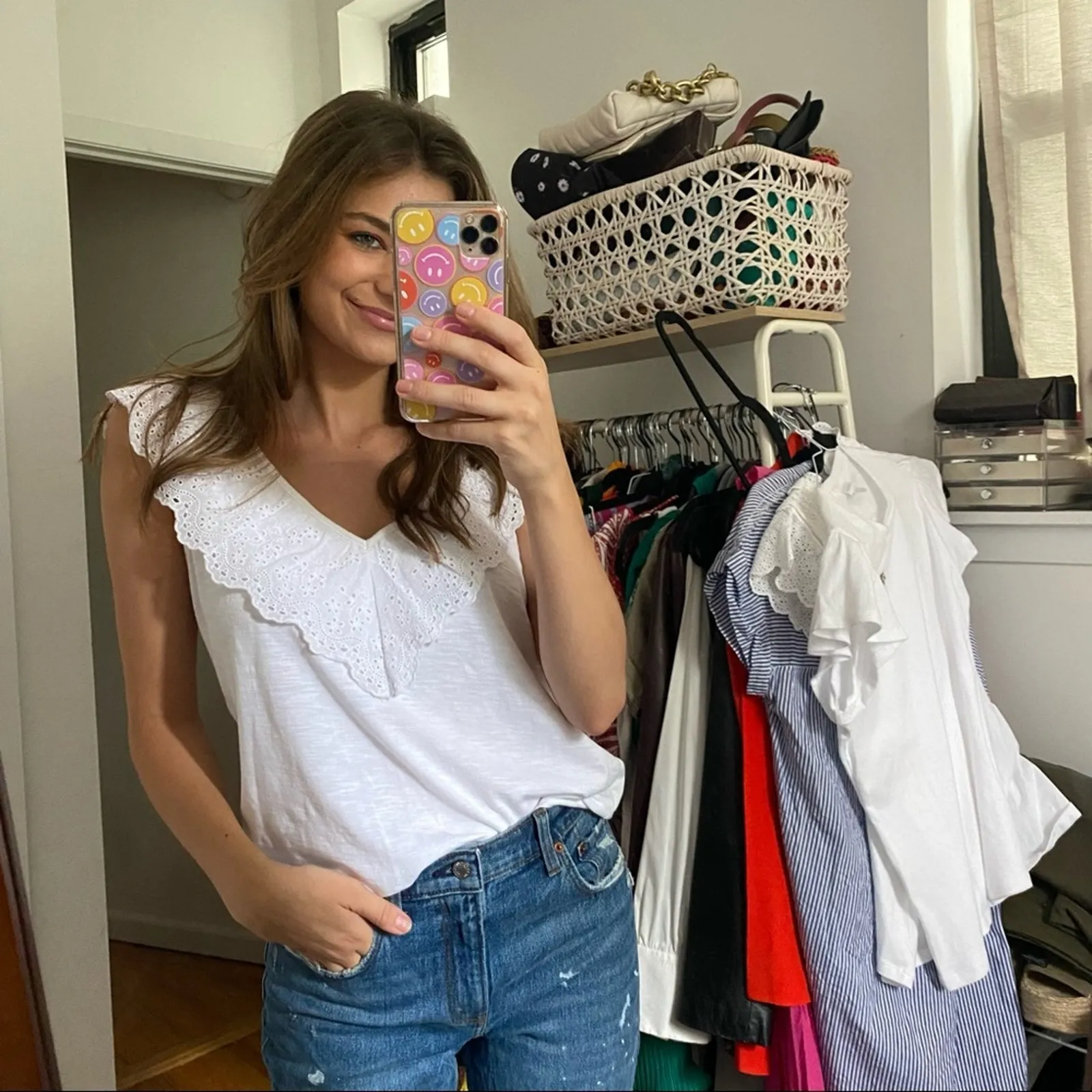 Maison Jules White Eyelet V Top Sz Medium - Image 8