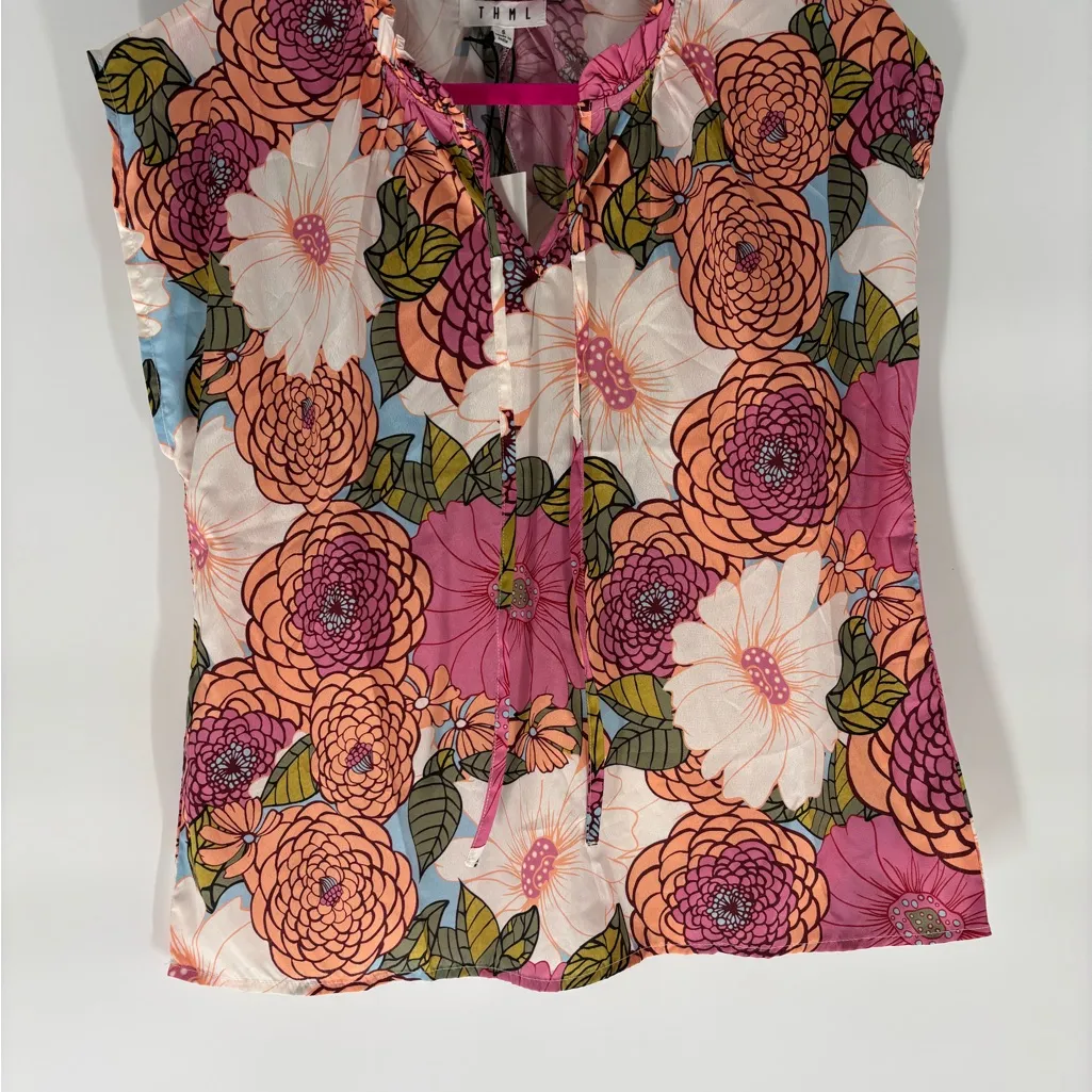 THML NWT Floral Boho Sleeveless  Lightweight Blouse - Image 2