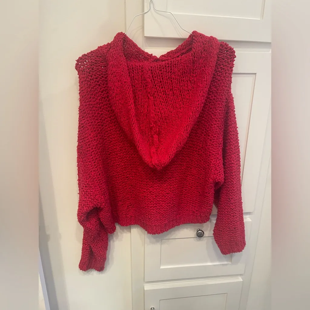 Pilcro Sailcloth Hooded Sweater Red Size Medium Anthropologie - Image 6