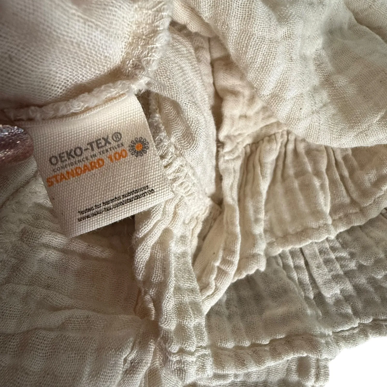 ANZA Organic Gauze Cotton‎ Beach Dress Womens S Ruffles Open Back Cover Up BOHO Tan - Image 12