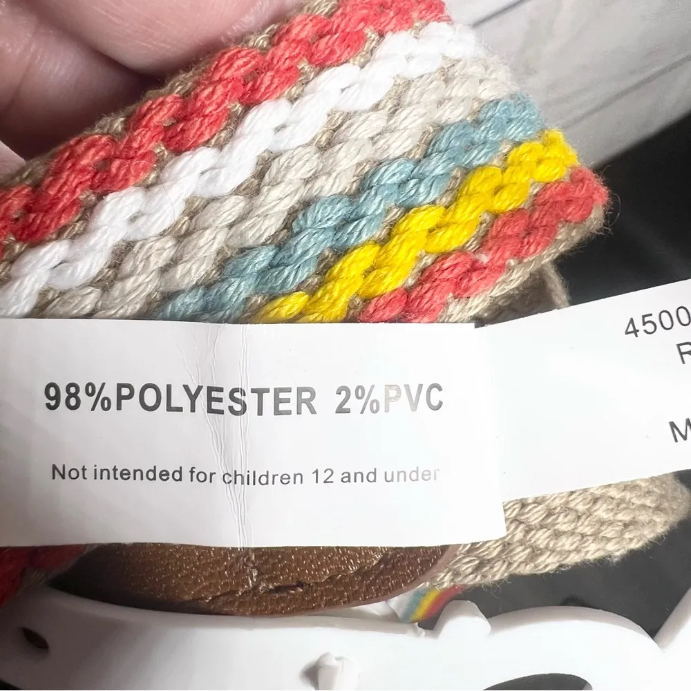 NWT Relic Colorful Woven Belt with Silver O Ring Closure Reversible Neutral Tan - Image 7