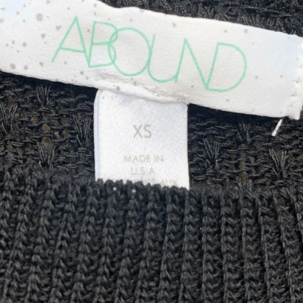 Nordstrom Abound Black Open Weave Knit Long Sleeve Cropped Sweater Top Pullover - Image 8