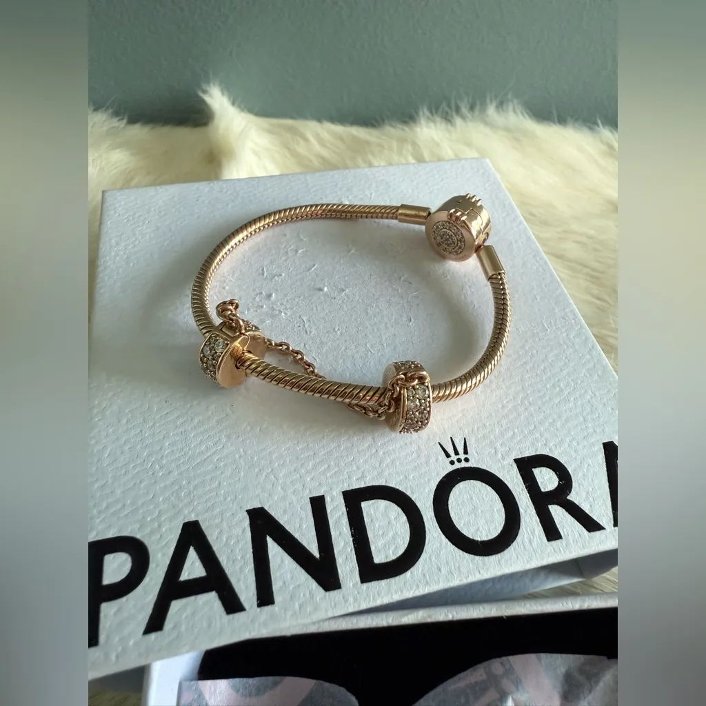 Pandora Moments Cubic Zirconia Sparkling Crown O Snake Chain Bracelet - Image 4