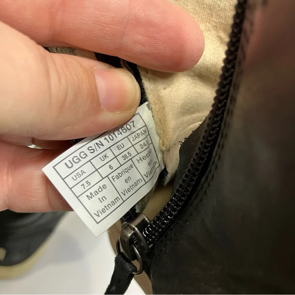 UGG Gradie black leather high top‎ sneakers women’s size 7.5 casual timeless - Image 6