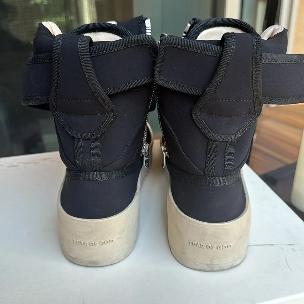Fear Of God Black Neoprene Military High Top Sneakers - Image 4