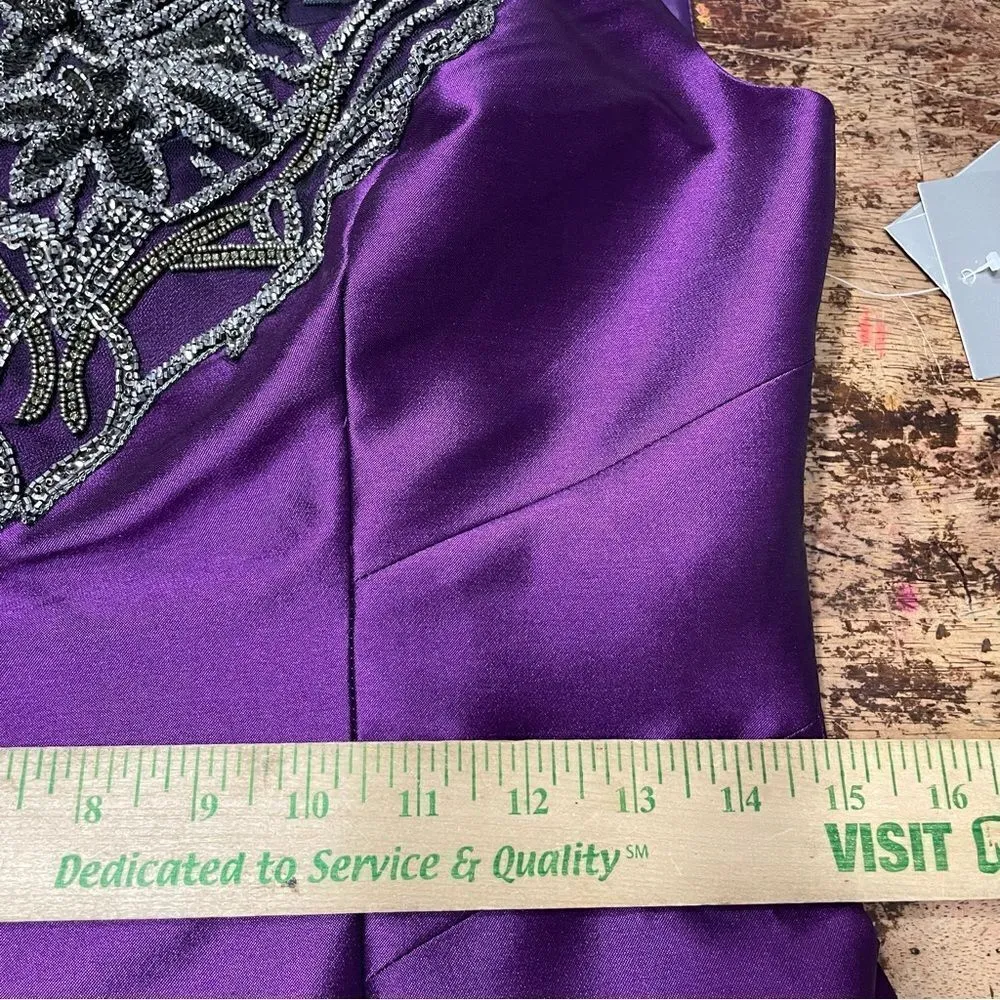 Theia Gazaar Sleeveless Illusion Lace‎ Mermaid Gown 6 Purple - Image 7