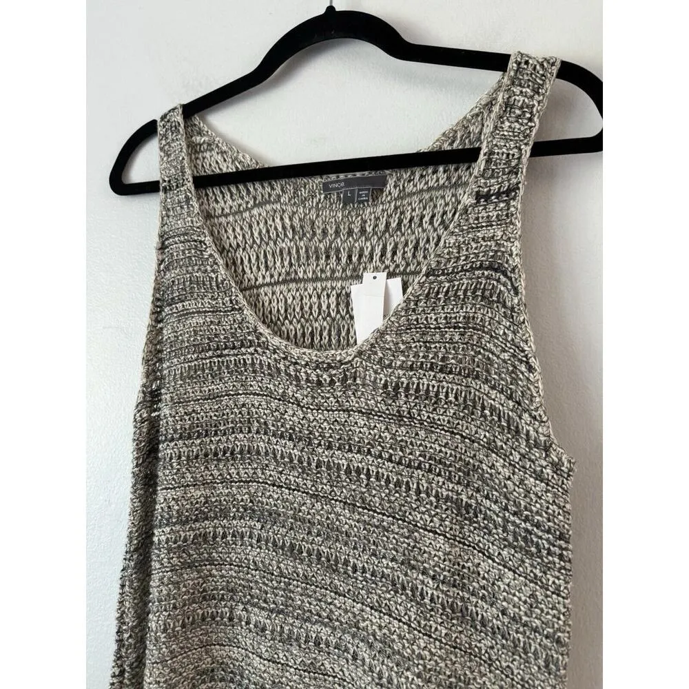 NWT Vince Beige Loose Knit Rustic Boho Casual Women’s Tank Top Size Large - Image 5