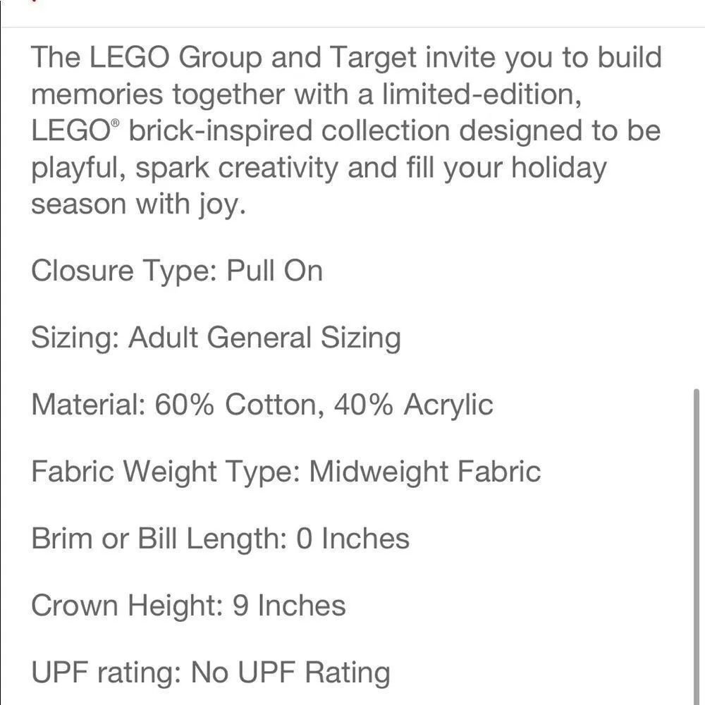 Adult LEGO® Collection x Target Minifigure Patch Beanie Hat - Image 6