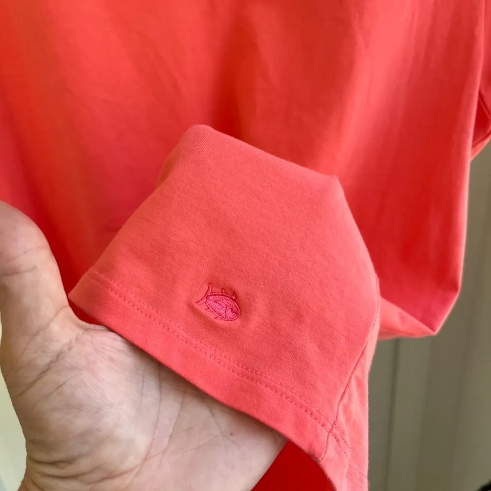 Southern Tide Audrey V Neck Tee Shirt Coral Pink short sleeve blouse top, Size M - Image 4