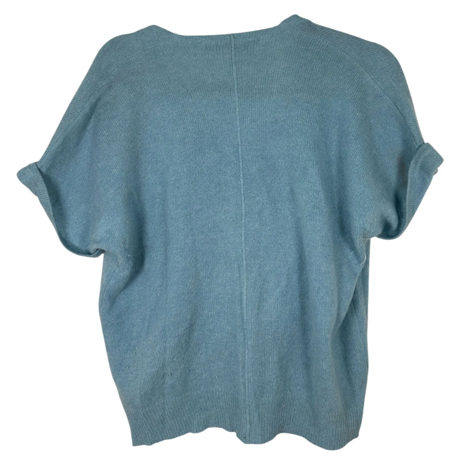 360 Cashmere Light Blue Faux Wrap Short Sleeve Soft Cozy Blouse Size Medium - Image 8