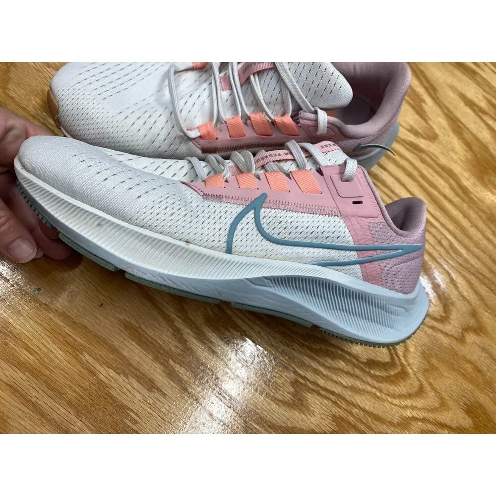 Nike Air Zoom Pegasus 38 Sneaker Women 8 White Pink Running Shoes CW7358-103 S25 - Image 3