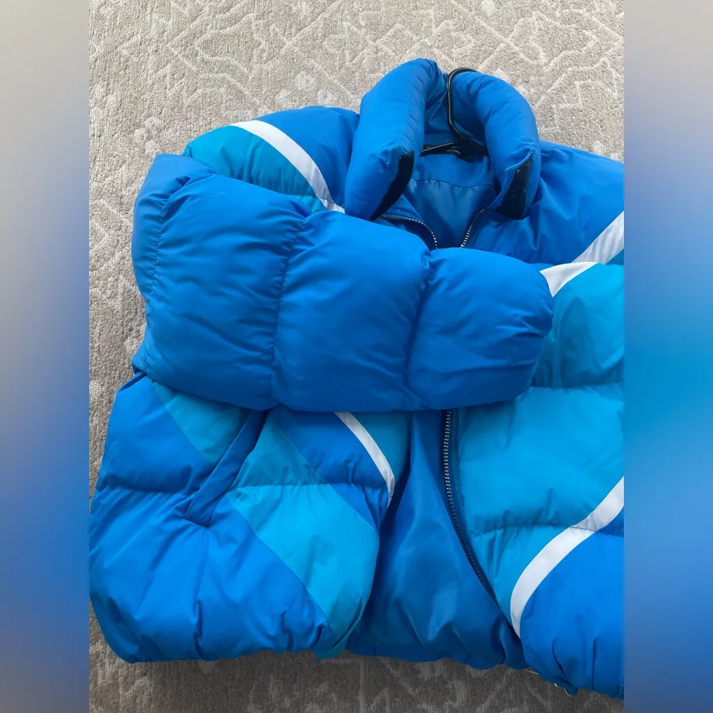 PLT ELECTRIC BLUE STRIPE PRINT BADGED WINTER PUFFER S - Image 4