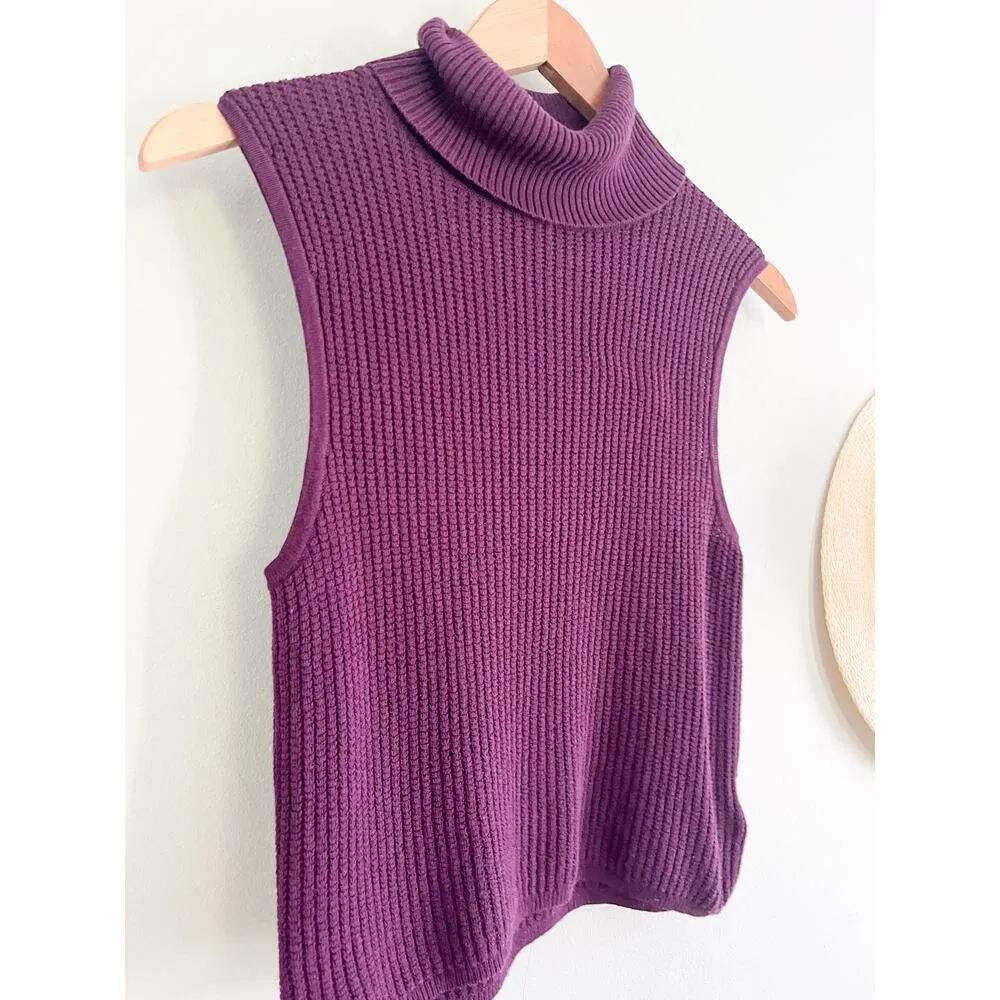 Elizabeth and James | Sleeveless Turtleneck Sweater | Purple | Sz XS - Image 2