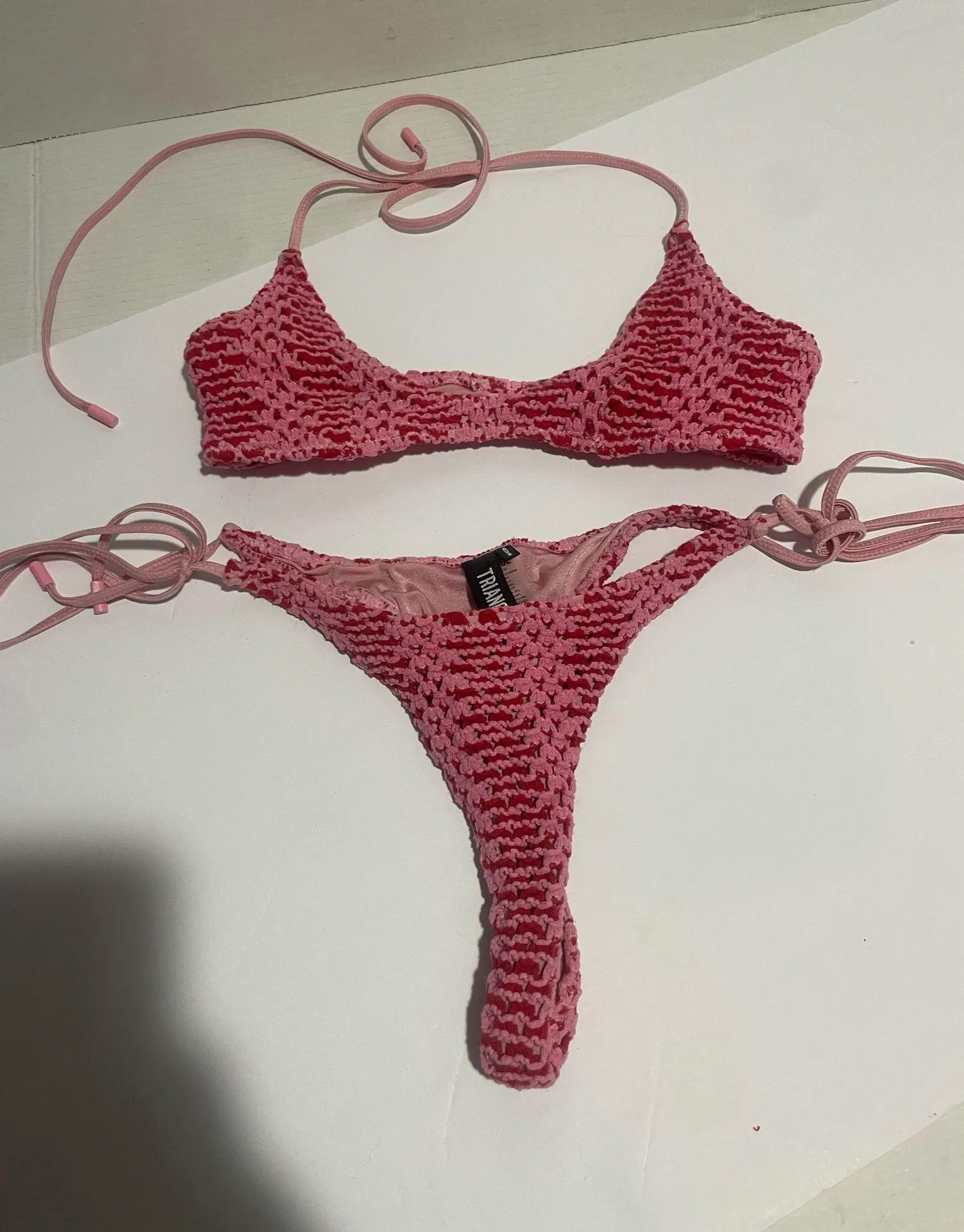 Triangl CORA - ALINA PINK CROCHET HALTER BIKINI SET - Image 2