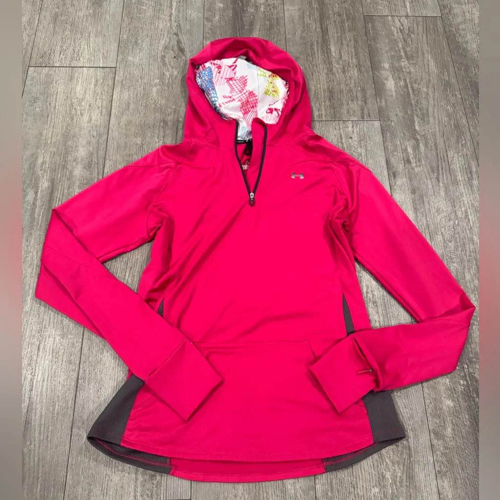 Under Armour  Fuchsia Hooded Pullover with Patterned Lining - Image 4