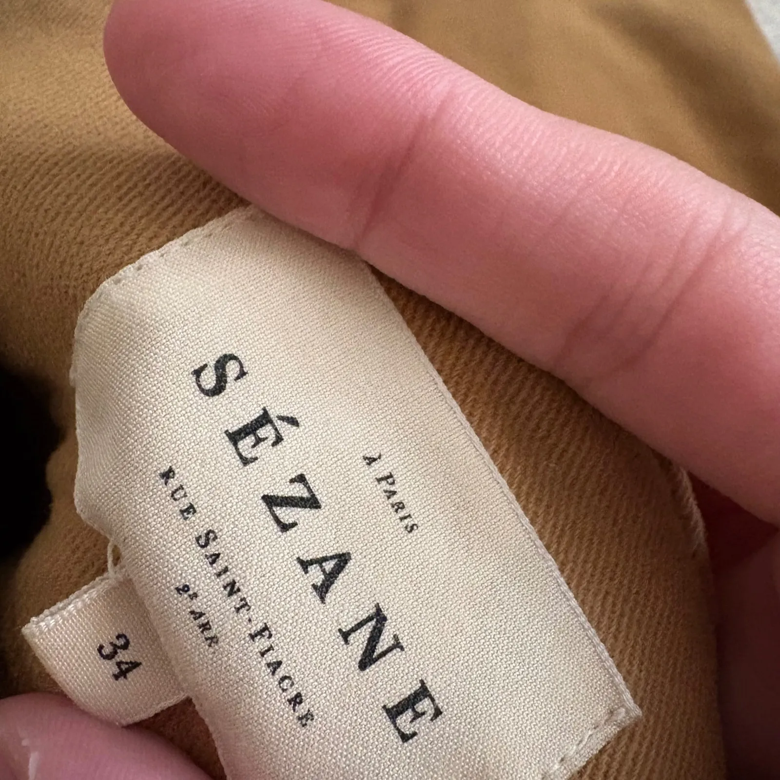 SEZANE Austin Trouser Pants In Camel Hogh Rose Paper Bag Size 34 US XS - Image 5