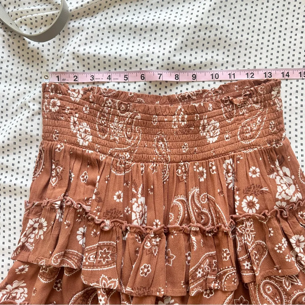 aerie Rust Colored Layered Paisley Mini Skirt NEW Medium  American Eagle - Image 8