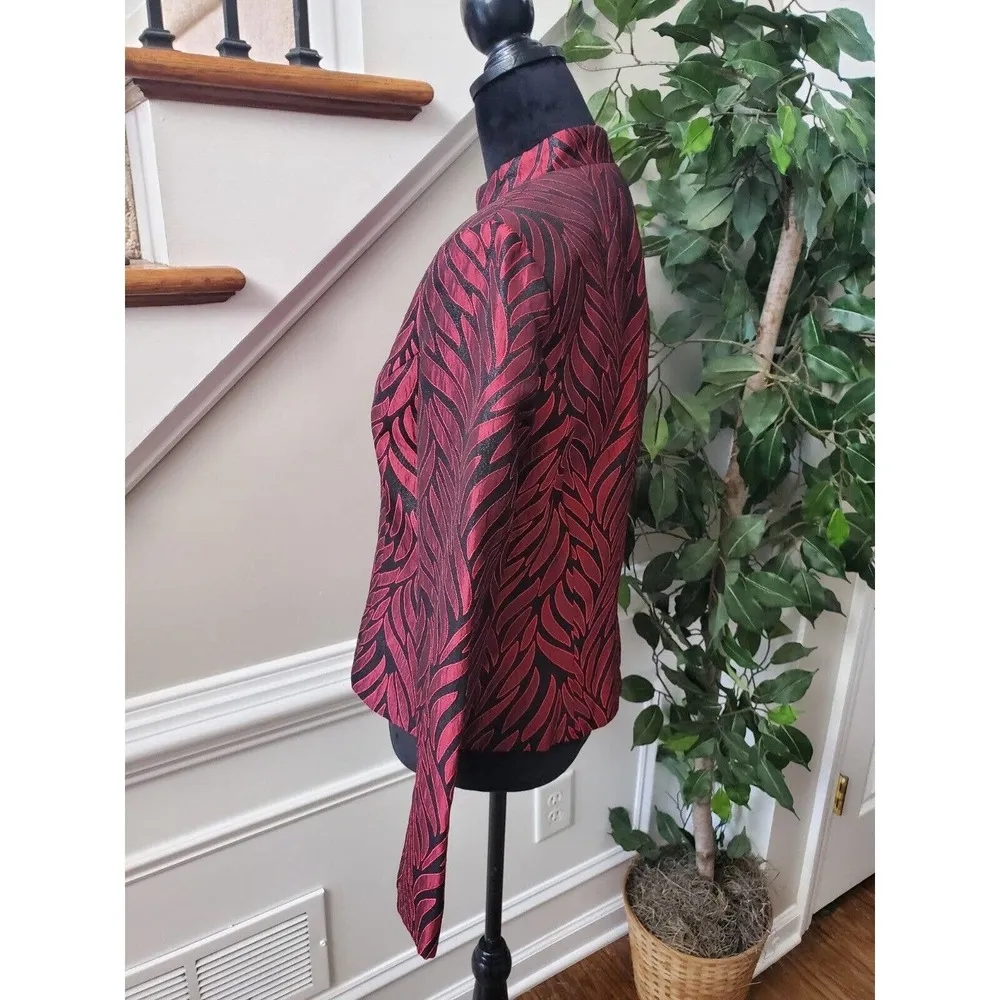 Dressbarn Women's Maroon Polyester Long Sleeve Single Breasted Blazer Size Small Red - Image 5