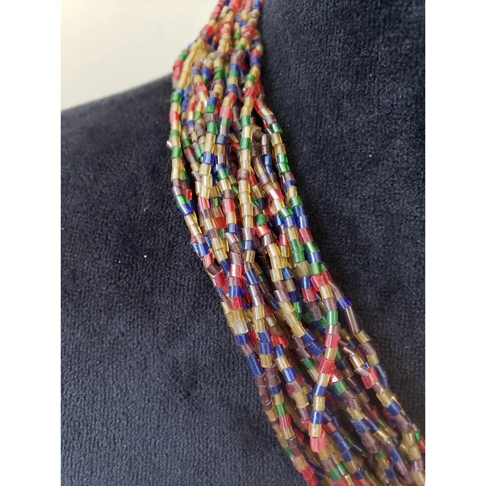 Womens Layered Colorful Tube Glass Beads Charming Statement Necklace Jewelry Red - Image 5