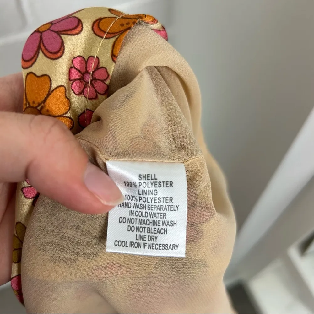 NWT Cotton Candy Retro Floral Halter Neck Cut Out Mini Dress Size M Orange Size M - Image 3