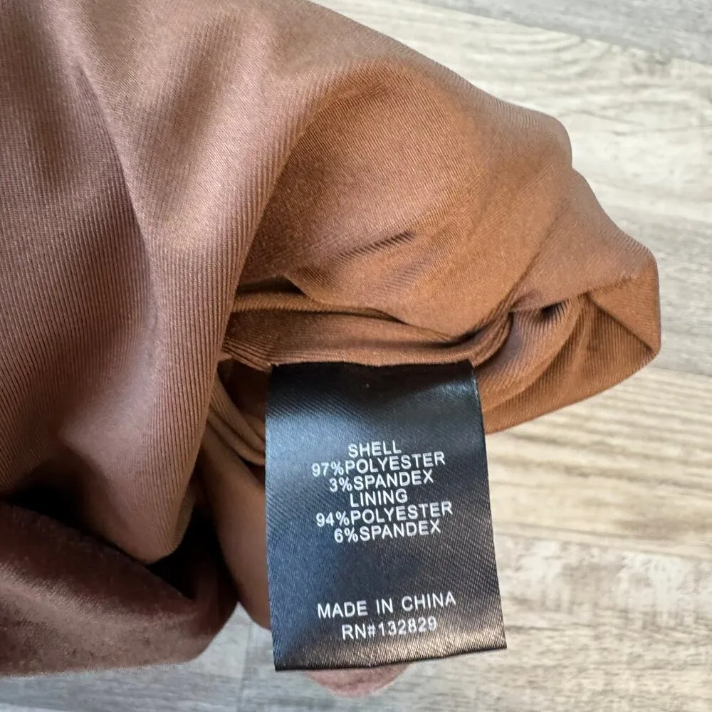 Michael Costello X Revolve NWT copper bodycon open back maxi dress medium P40 Brown - Image 9