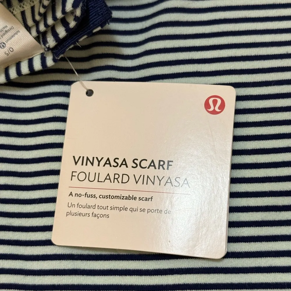 Lululemon Athletica NWT Vinyasa scarf black and blue stripe one size fits all - Image 3
