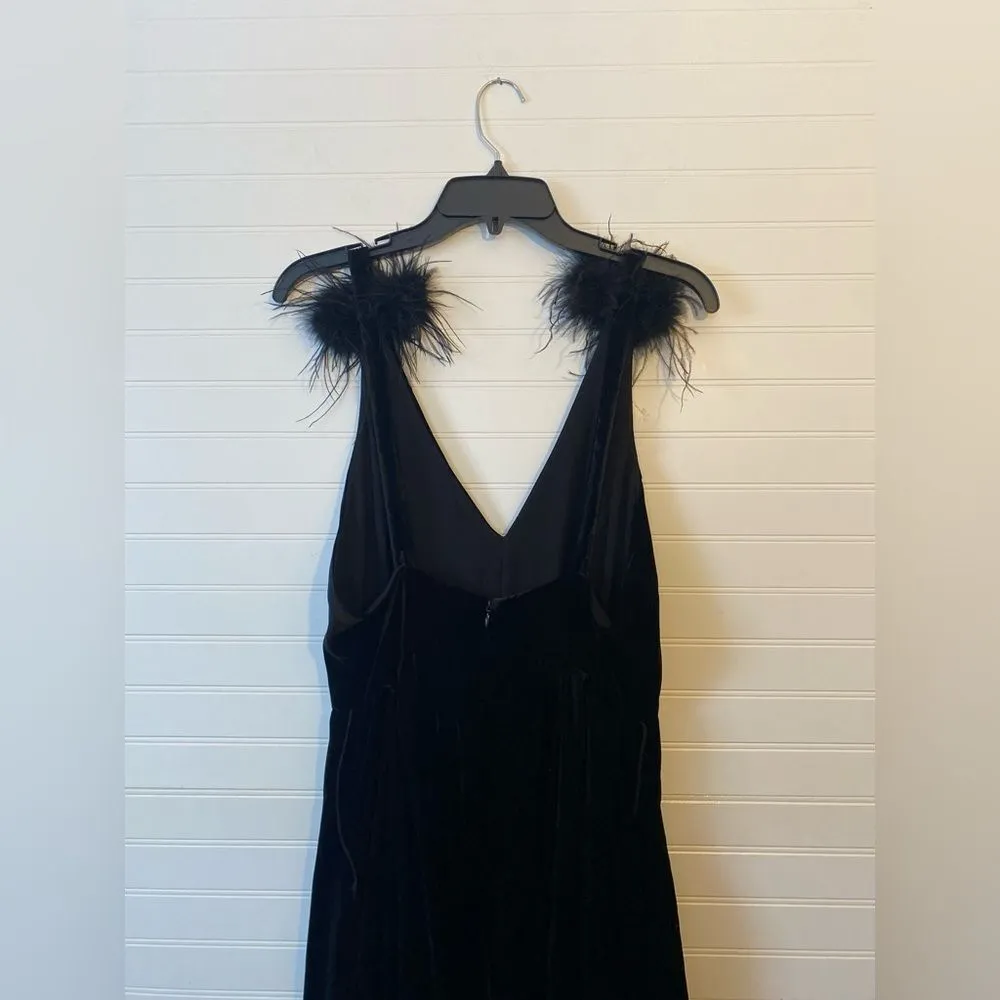 a loves a Feather Puff Velvet Black Dress - Image 7