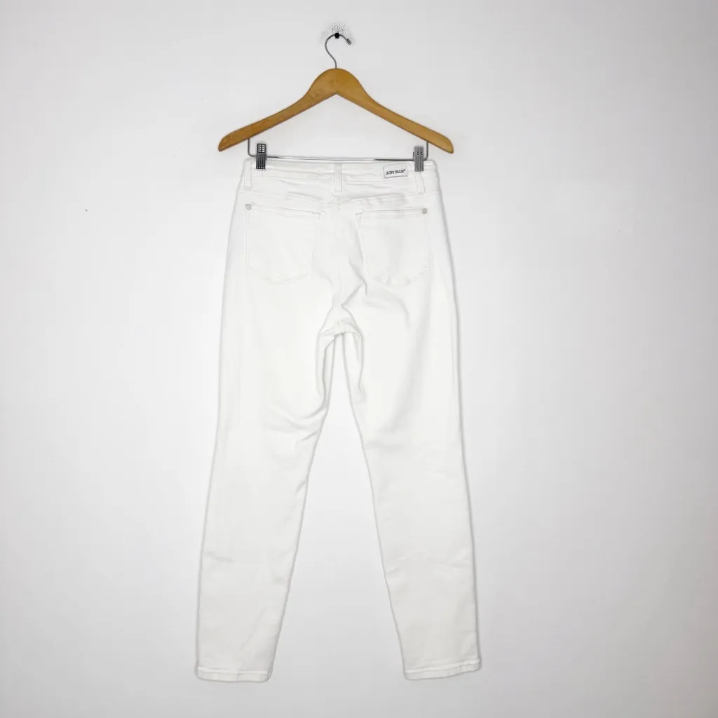 Judy Blue Kathleen Hi-Rise Ecru Boyfriend Jeans Size 5/27 Cuffed - Image 4