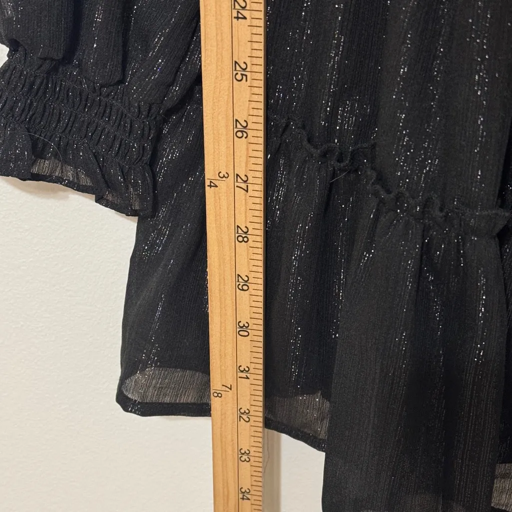 Altar’d State Black Reed Shimmer Dress Size Medium Ruffle Holiday New Year Party - Image 8