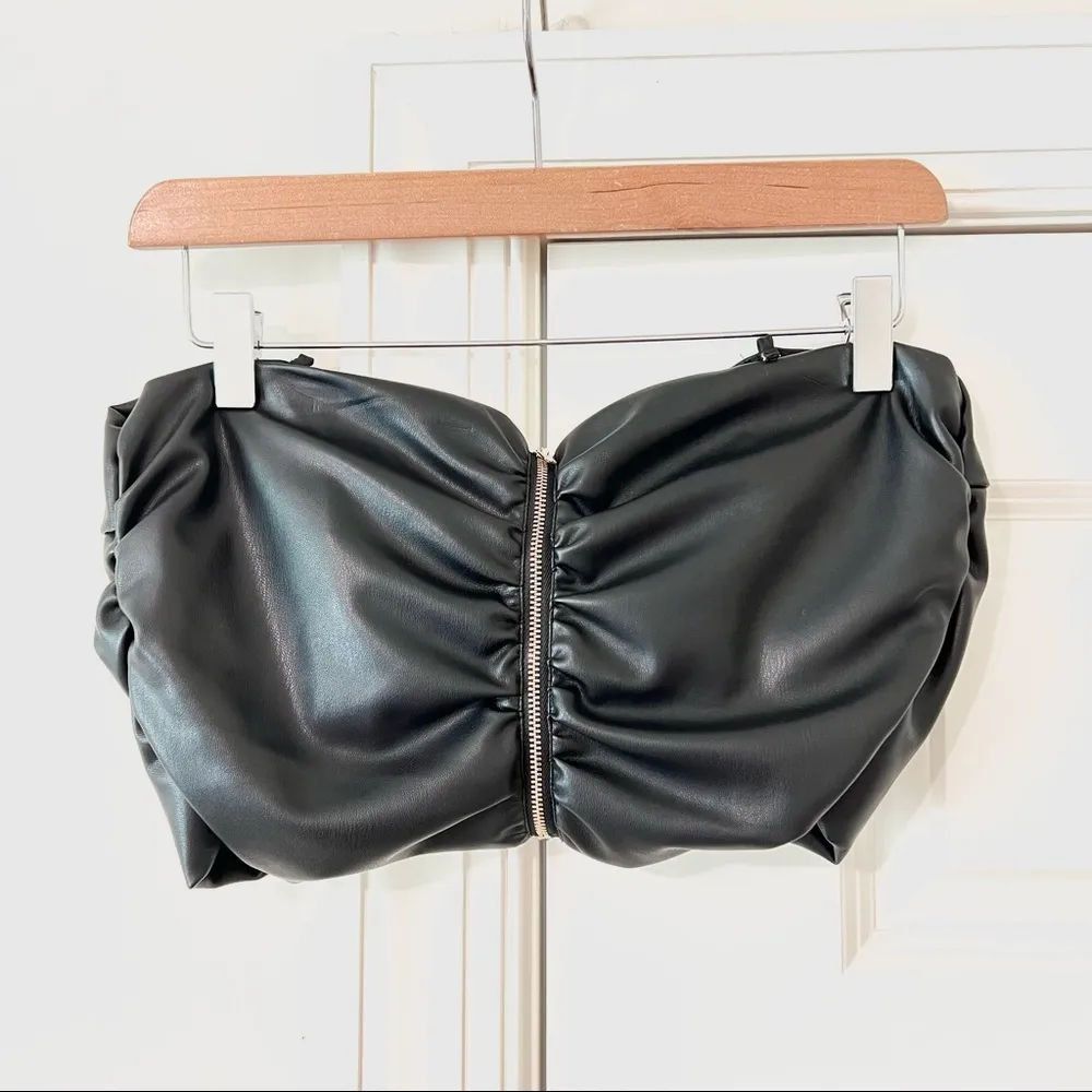 AMUR Amari Faux Leather Crop Top - Image 7