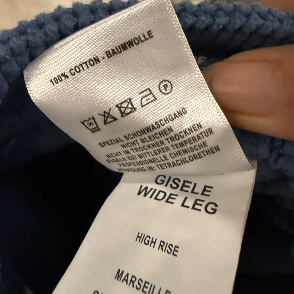 NWT DL1961 Gisele Wide Leg High Rise Corduroy Pants in Blue Size 25 - Image 11