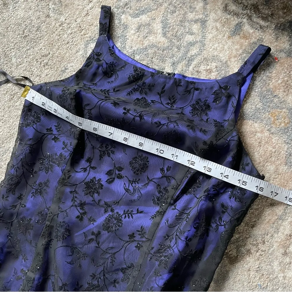 Y2K Whimsigoth Vintage Velvet Mesh Layered Betsey & Adam Boat Neck Prom Dress - Image 8