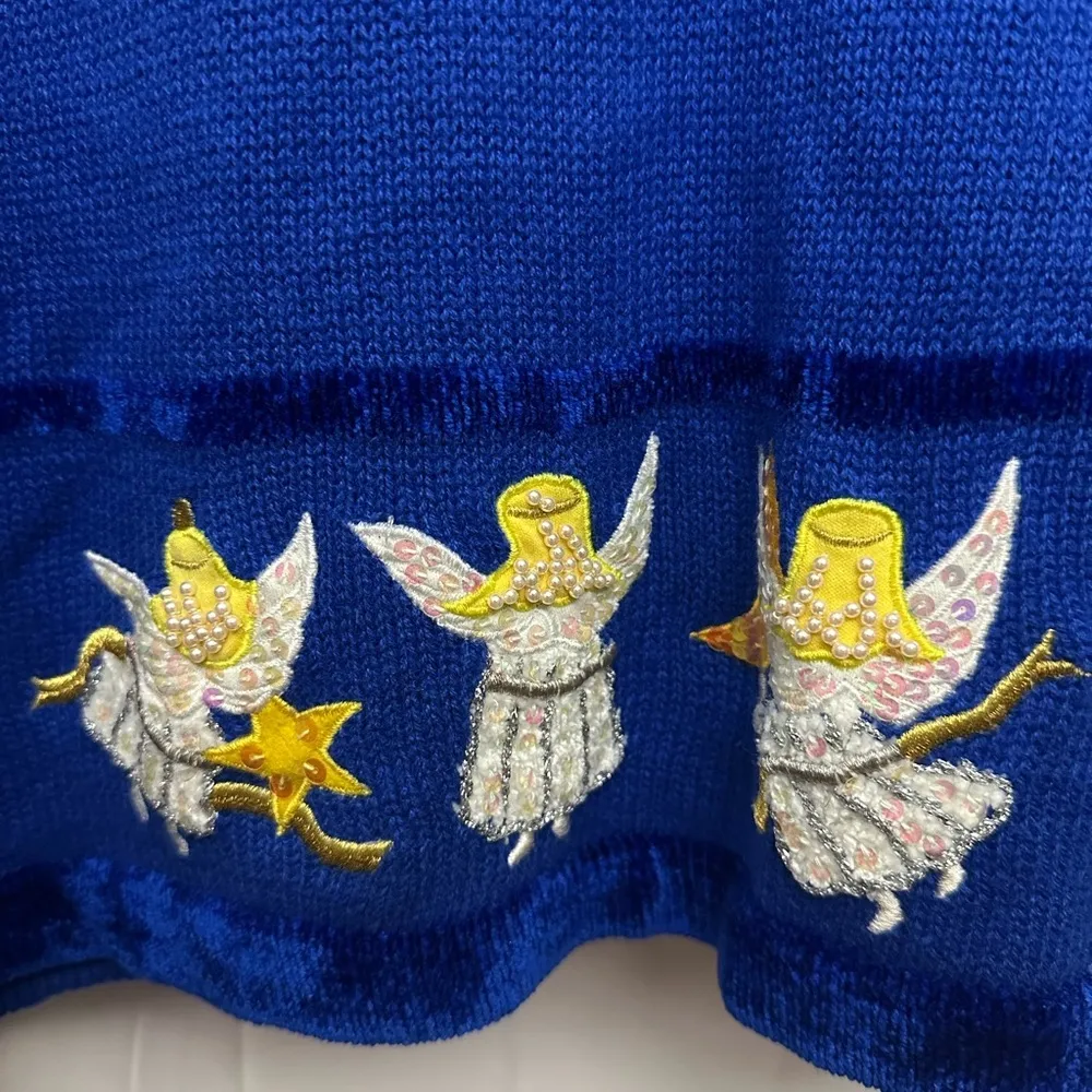 Quacker Factory Cardigan Full Zip Sweater Sun Moon Star Angel Sequins Large NWT - Image 3