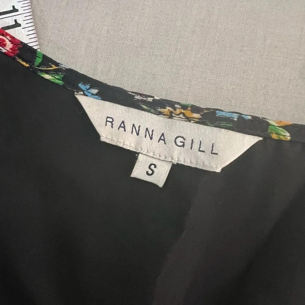 Rana Gill for Anthropologie artemisia black floral dress size small - Image 13