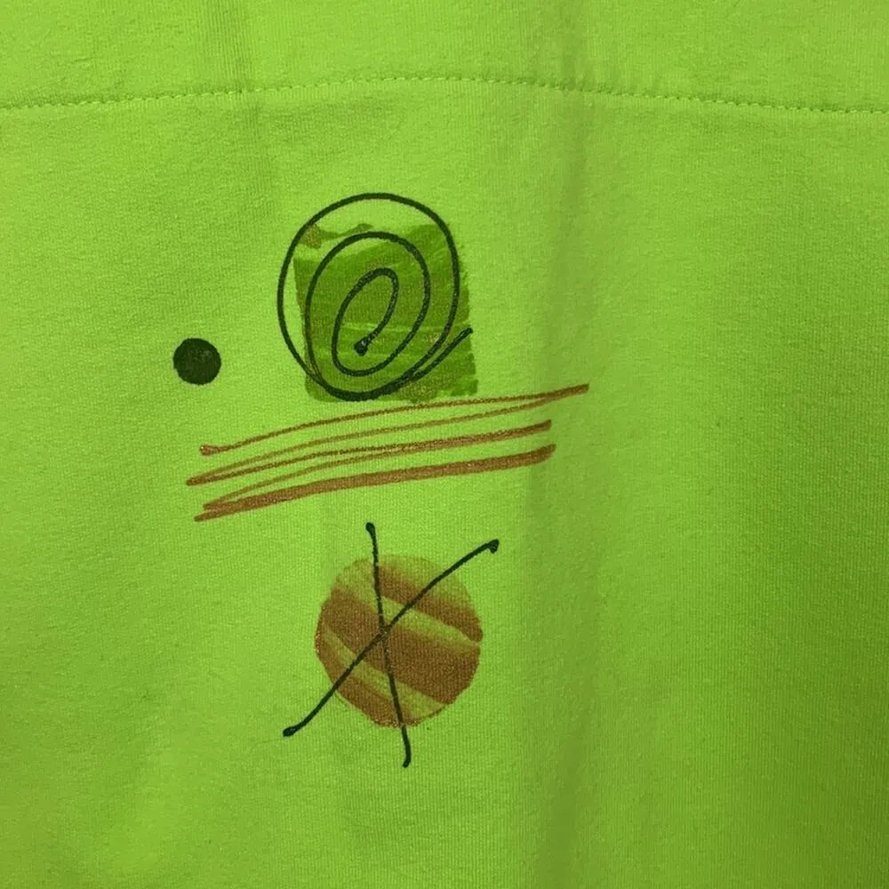 Neon Buddha womens medium lime green short sleeve button front chunky shirt - Image 9