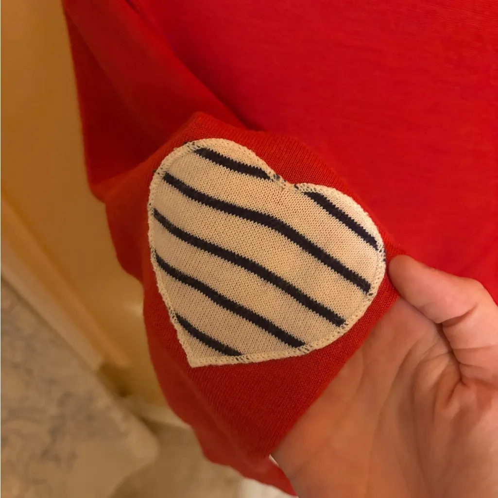 Mersea Amour Poppy Red Heart Elbow Patch Pullover - Image 7
