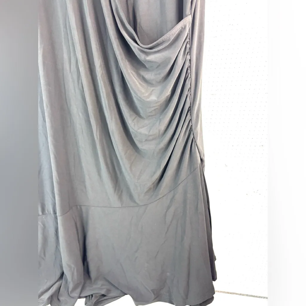 Cato 22W/24W Midi Dress V-Neck Side Swag Flutter Sleeve in Black - Funeral - Image 7