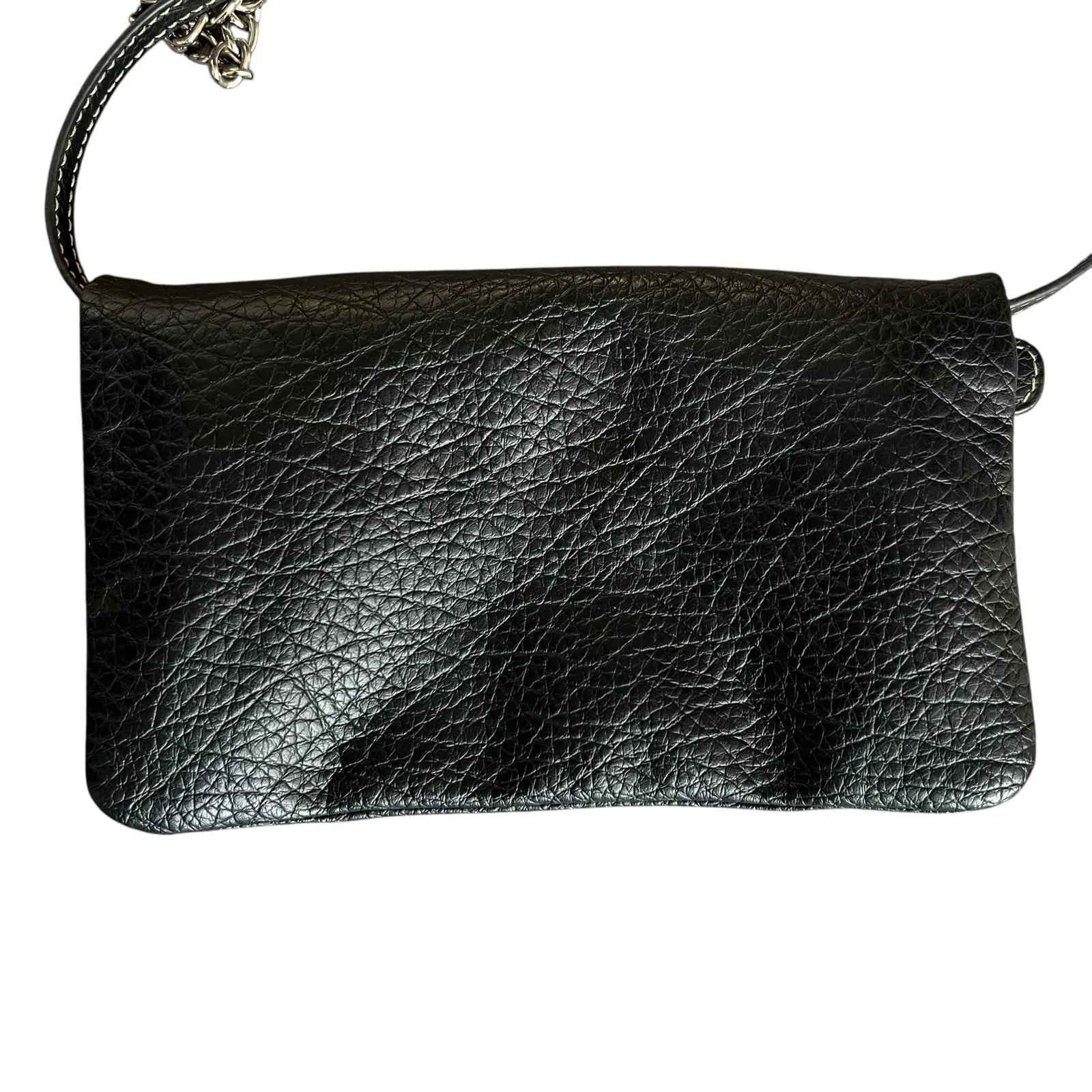 Nine West Black Faux Leather Foldover Crossbody Bag Wristlet - Image 7